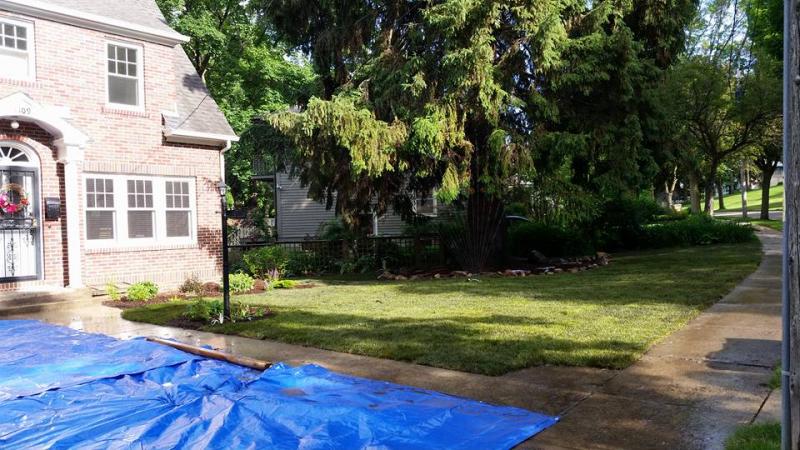 Landscape remodel 1 side complete fresh sod. P.F.D. LLC